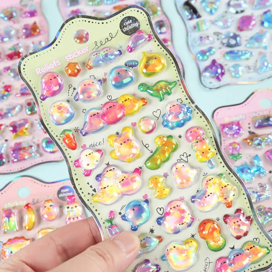 

Cartoon Laser Crystal Stickers 3D Phone Case Mirror Notebook Decorative Stickers