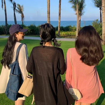 통통한 슬리밍 고기 커버링 가디건 여성용, 긴 소매, 자외선 차단 의류, 올 매치 아이스 실크 탑 