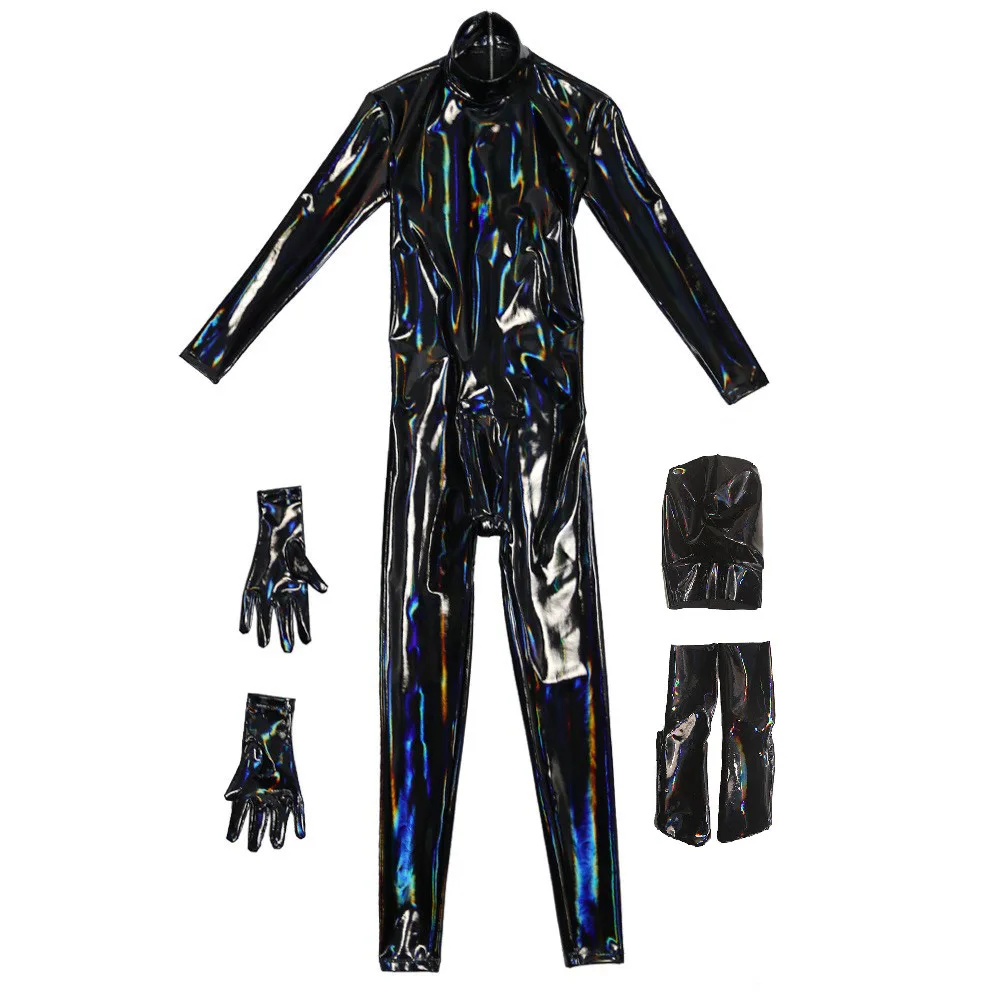 Glamorous Mirror Colorful Latex Ammonia Sexy Men\'s Full Package Bodysuit B08 Shiny Leather Male Servant Stage Bodysuit