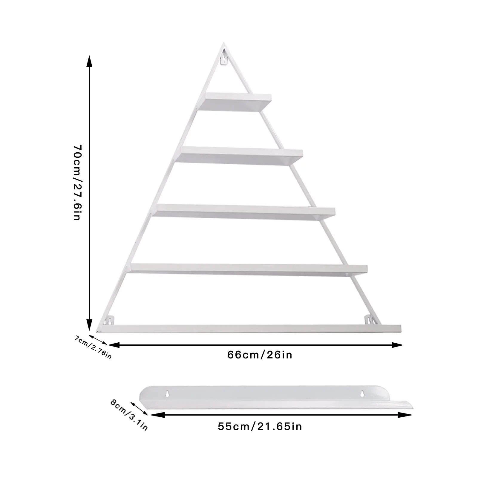 Elegant Gold Wall Mounted Nail Polish Rack - Set of 6 Triangular Cosmetic Display Shelves for Essential Oil Bottles, Organize Yo