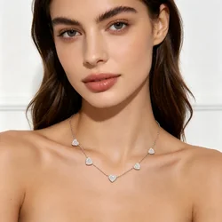 925 Sterling Silver Hearts Charm Necklaces Paved Full Clear CZ Heart Pendant Necklace for Women Gold Silver Color Fine Jewelry