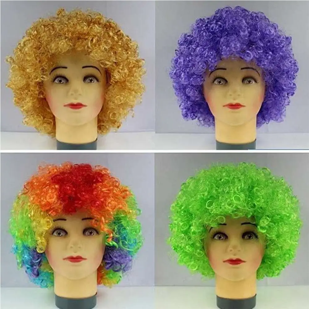 Gift Various Coloured Props Carnival Party Football Fans Children/Adults Dressing Black Afro Curly Wig Colorful Wigs Curly Hair