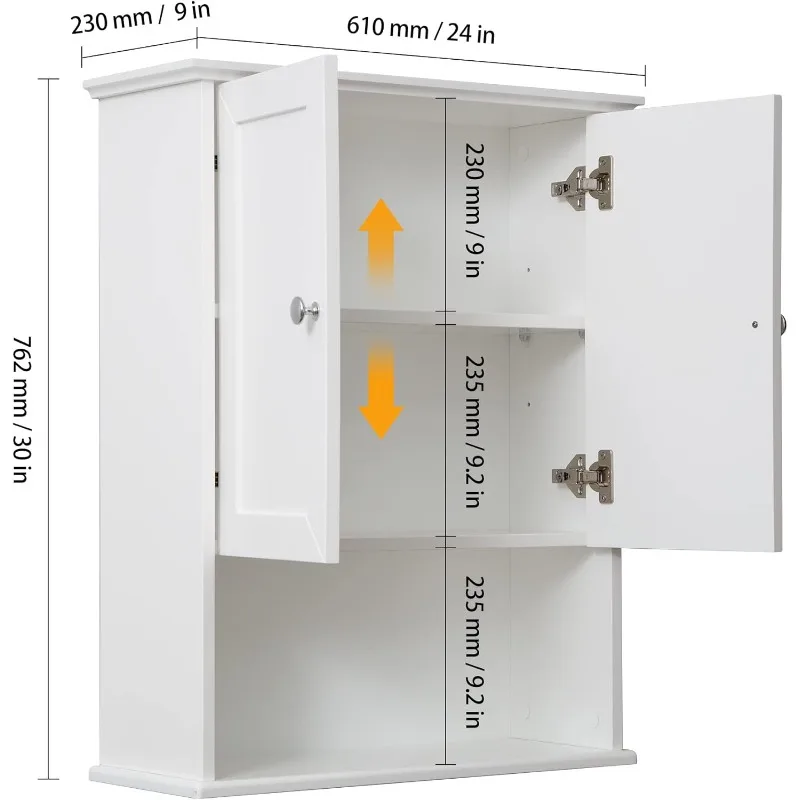 Cabinet Over The Toilet Storage Cabinet, 24x30 Inch Wood Medicine Cabinets Wall Mounted Bathroom Cabinet