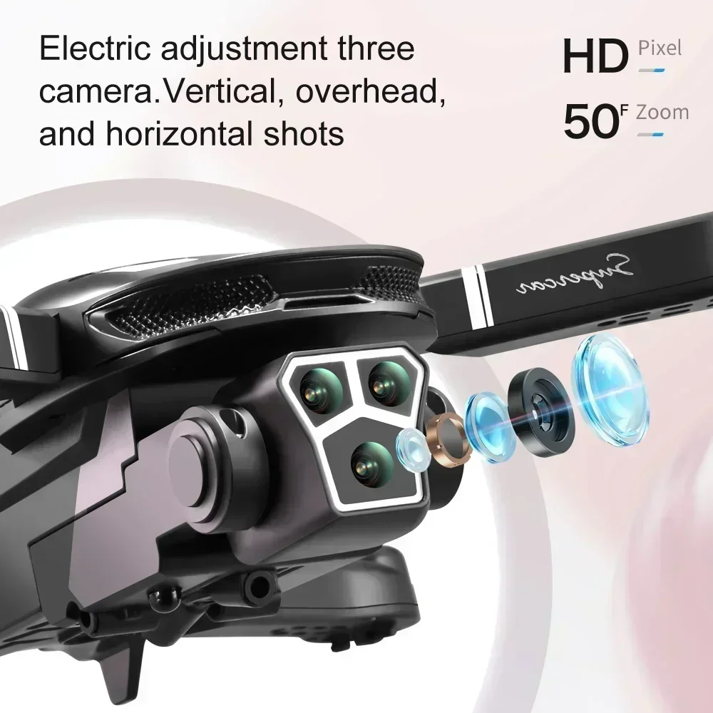 V68 RC 드론 8k 3중 HD 카메라 2.4G 4방향 장애물 회피 항공 촬영 광학 흐름 접이식 쿼드콥터