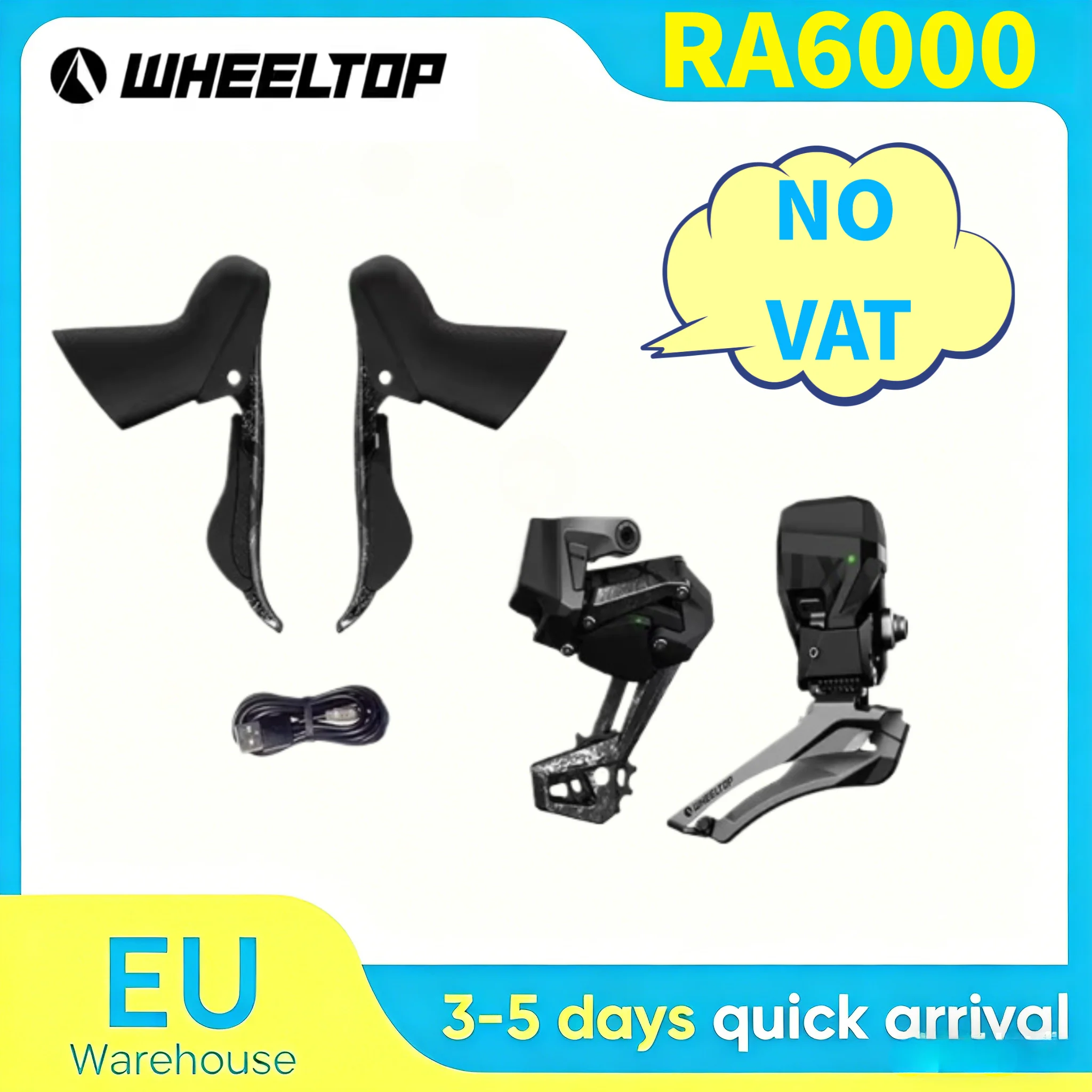 WHEELTOP EDS TX Rennrad-Schaltgruppe, elektronisch, kabellos, Carbon-Aluminium-Legierung, Felgen-/Scheibenbremse, 7-14-Gang, Vorder- und Schaltwerk