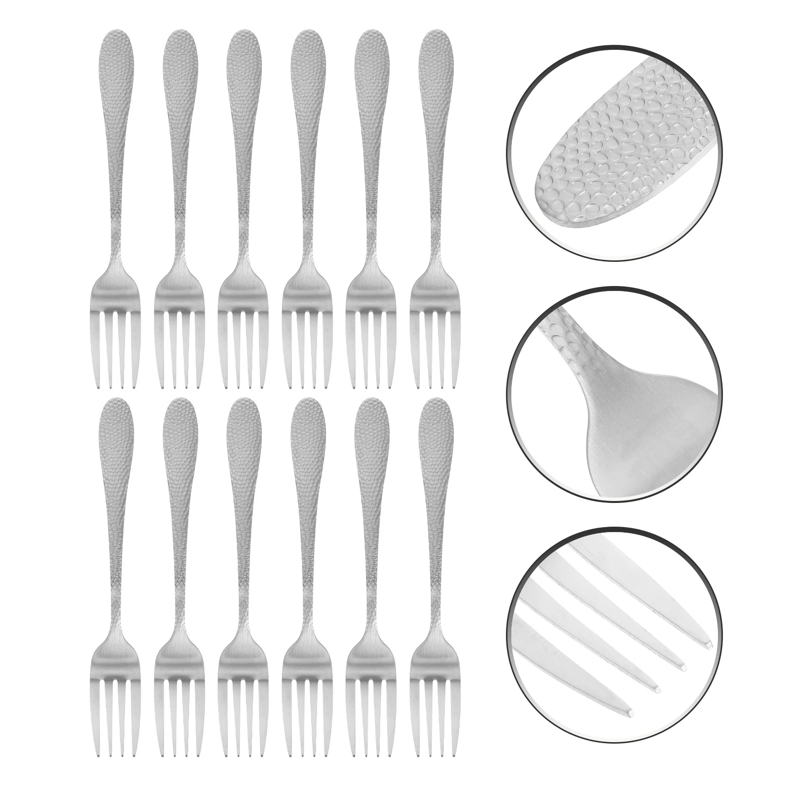 

12pcs Stainless Steel Forks Convenient Fruit Fork Portable Small Fruit Cake Wear-resistant Silverware Tableware Set