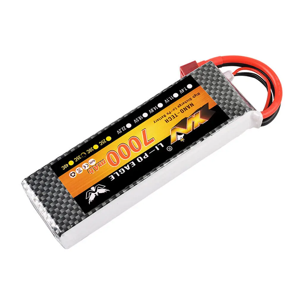 Batería Lipo de 7,4 V, 7000mah, 2S, 35C, enchufe T /XT60 /SM /JST para Traxxas SCX10, Control remoto, coche y camión