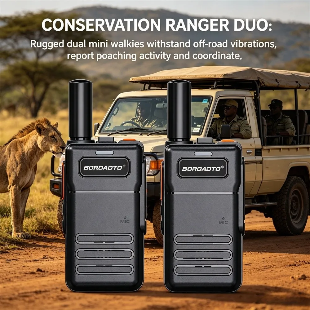 Mini Walkie Talkie 2 Pack Extended Standby Rechargeable Type-C VOX 2 Way Radio for Hotel Housekeeping Front Desk Security Staff