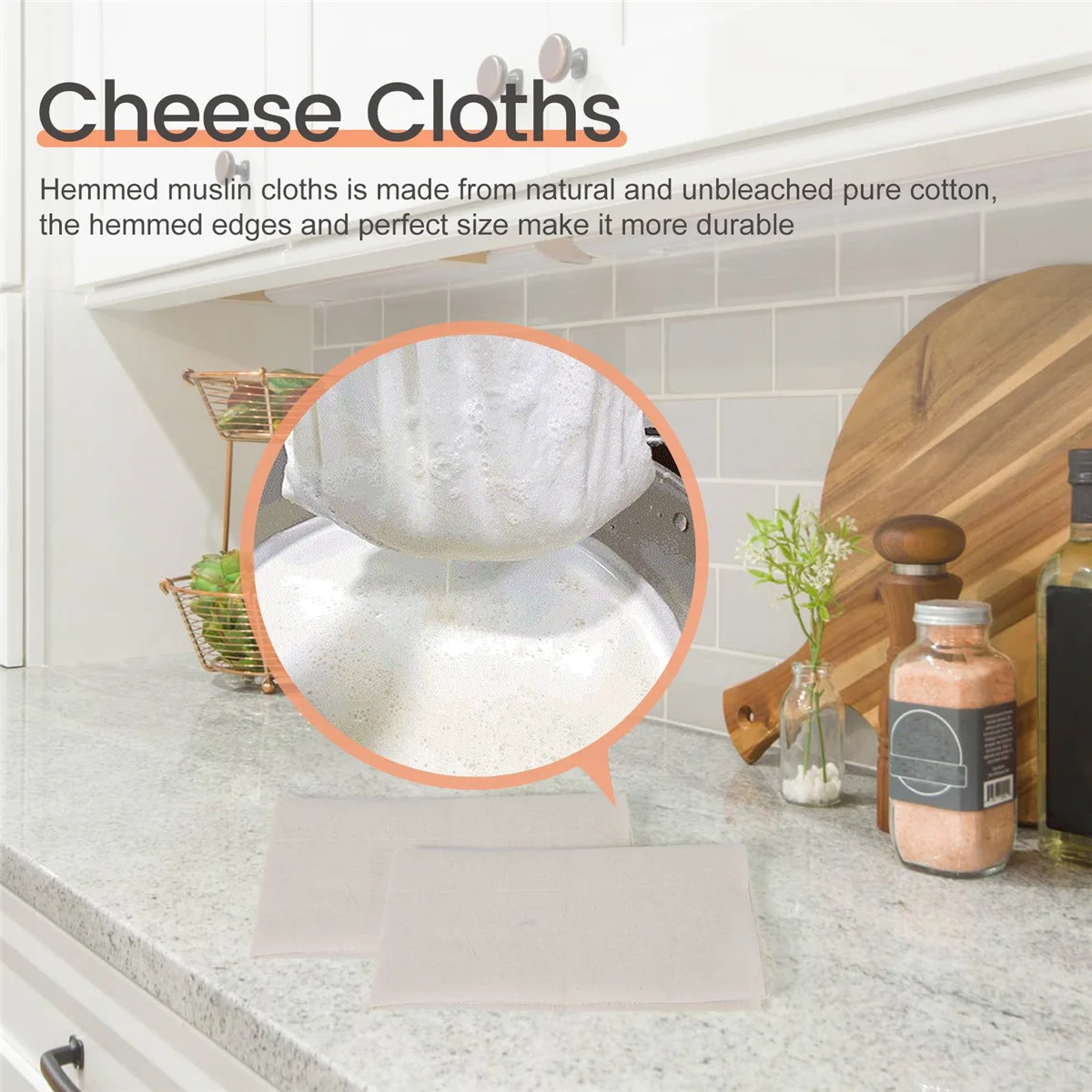 AT77 Муслиновые салфетки для приготовления пищи, 50X50 см, салфетки для сыра с подолом для процеживания, неотбеленная салфетка для сыра из чистого хлопка, 3 шт.