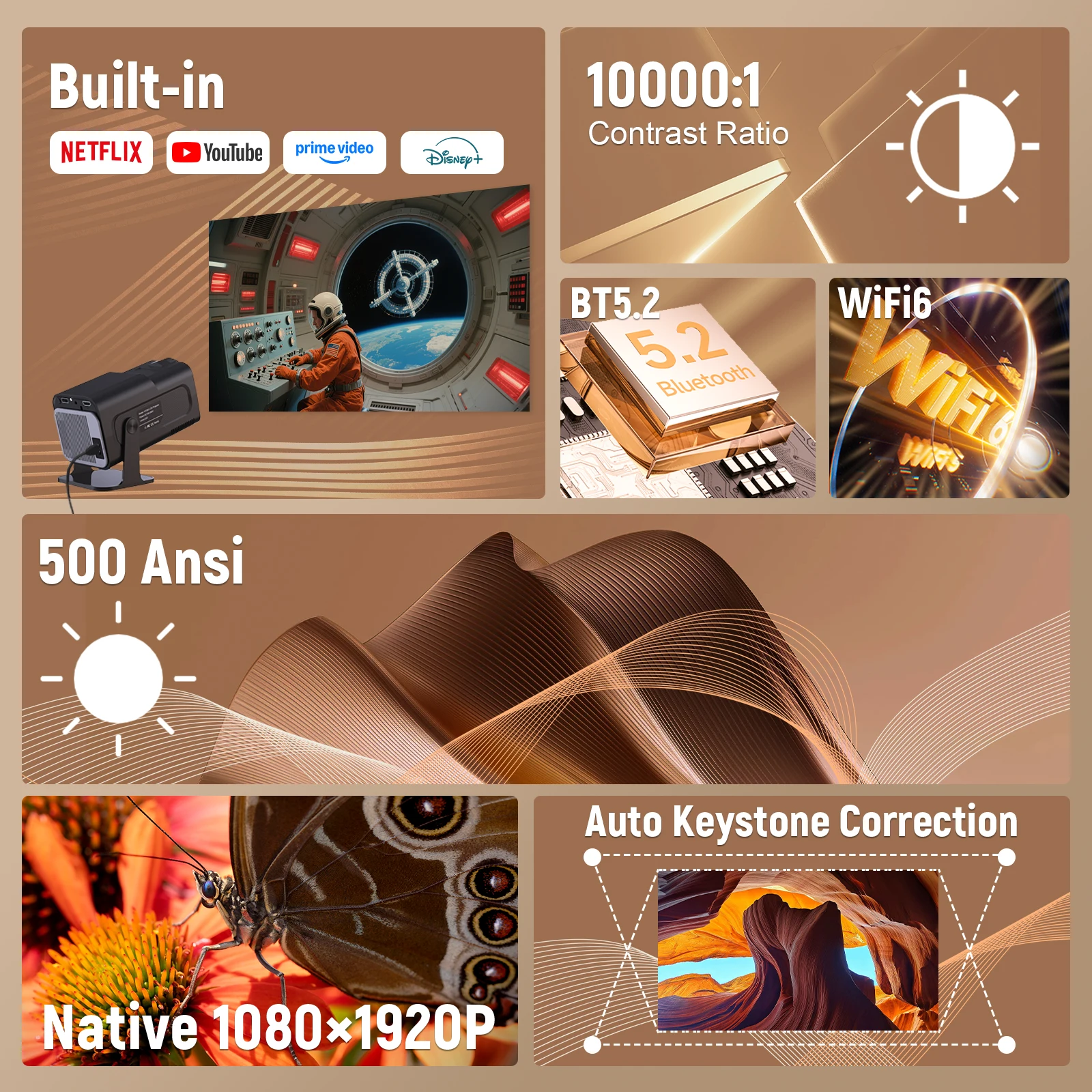 جهاز عرض Velec أندرويد 13 HY320 NTV 4K 1080P 500ANSI BT5.2 WIFI6 صوت عن بعد خارجي ذكي لأجهزة عرض المسرح المنزلي #2