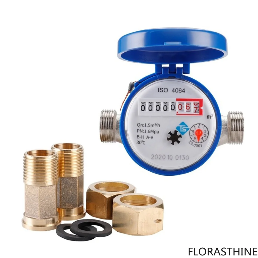 Smart Water Meter Mechanical Rotary Pointer Counter Water Flow Meter Measuring Tools with Copper Fittings Gadget