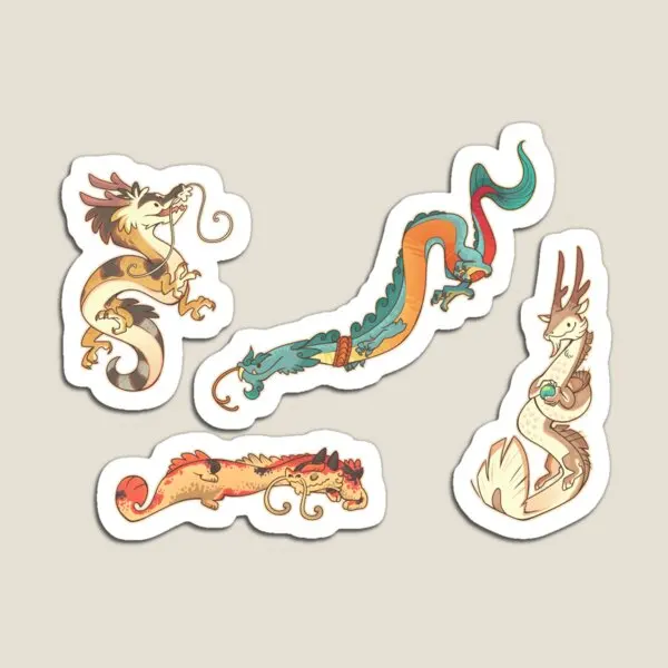 Asian Dragons Stickers  Magnet Colorful for Fridge Organizer Toy Cute Kids Home  Decor Holder Baby Magnetic Stickers Children