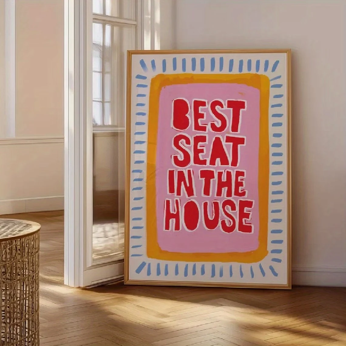 Moderne, retroartige Wandkunst mit den Worten „Best Seat In The House“ als Kunstdruck auf Leinwand, Poster, Bild für Schlafzimmer, Wohnzimmer, Heimdekoration