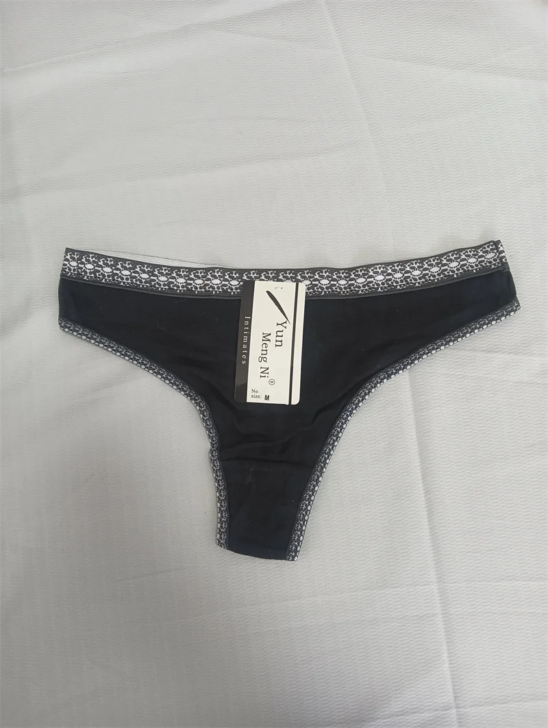 Women's Low Waist Cotton Briefs - Sexy Spliced Design - close-up view