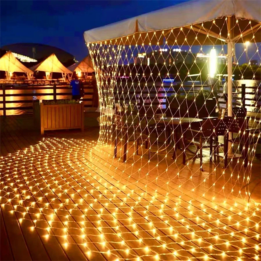 

2022 New 2x2/3x2m Outdoor Garden Led Mesh Fairy String Lights Waterproof Christmas Holiday Wedding Window Curtain Garland Lights