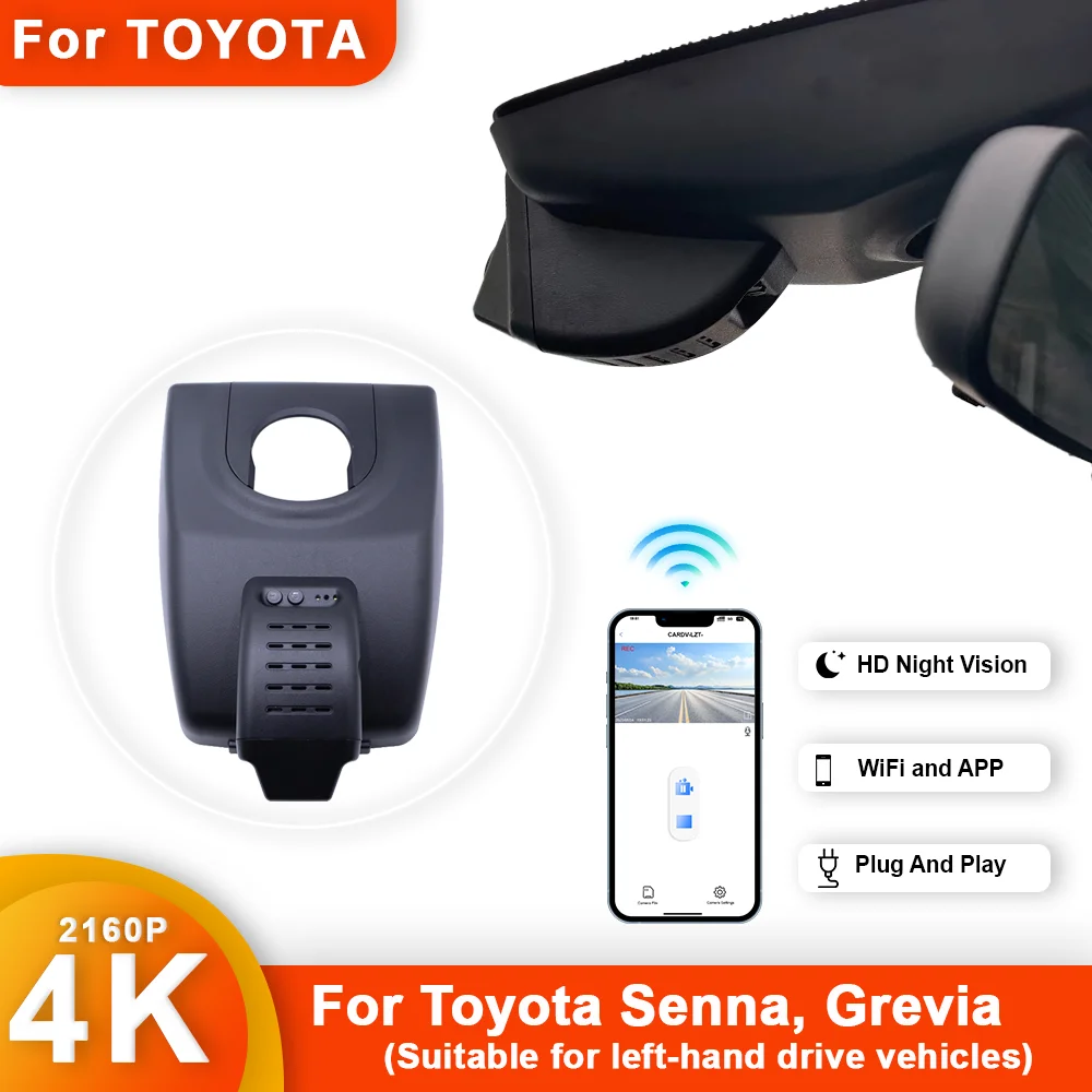 

For Toyota Sienna (XL40) 2024 2023 2022 2021 4K Car DVR Dash Cam for Car Camera Recorder Dashcam WIFI Car Dvr Recording Devices