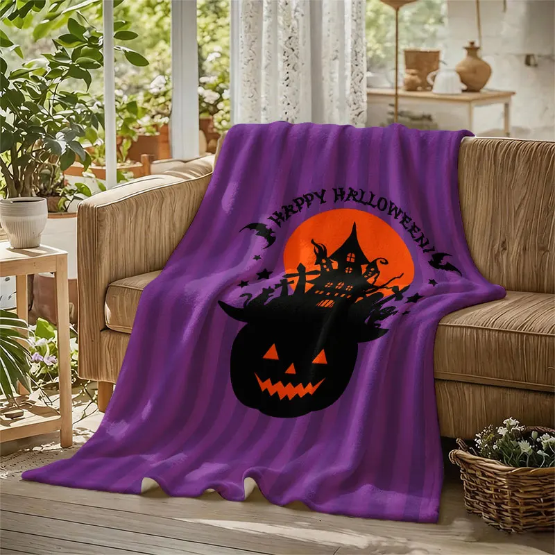 Halloween Haunted House Flannel Blanket Perfect for Sofa Office Bed Travel Sleep Read Relax Camping Four Season Use