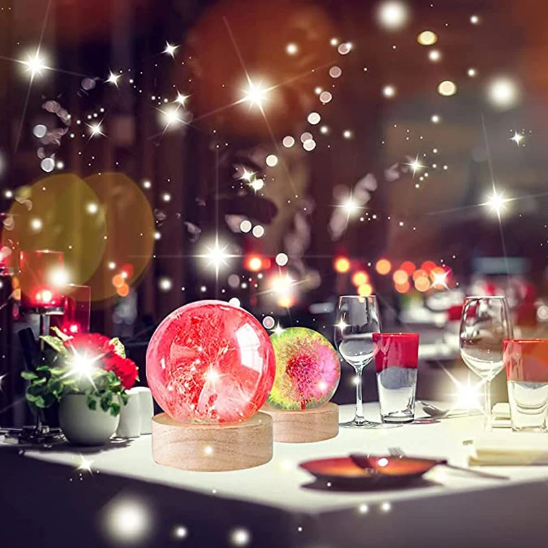 1/2/4Pcs Round Wooden LED Night Light Base for Decorative Holder Display Stand For Crystals Glass Ball Decor Art Ornament