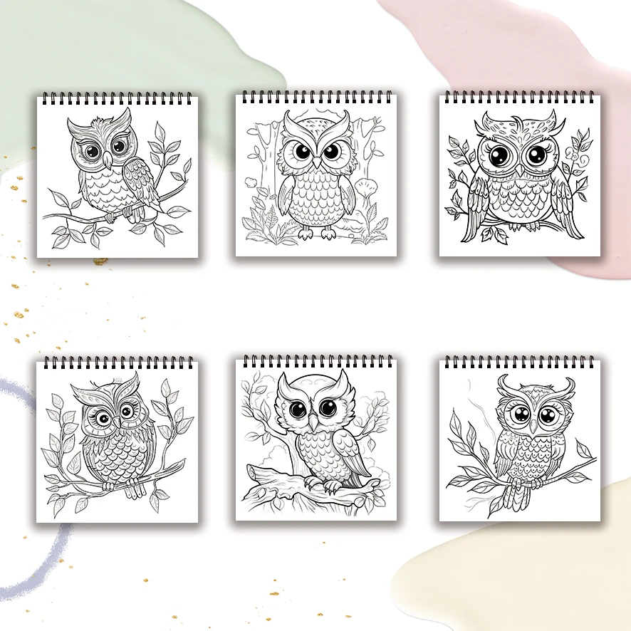 Livro para colorir adulto coruja 22 páginas 8,27 x 8,27 polegadas presente perfeito para alívio do estresse