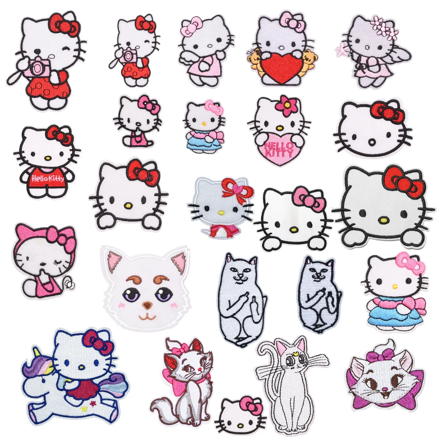 Cartoon KT Cat Kawaii Embroidery Patch Childrens Clothing Thermoadhesive Patches on Clothes DIY Garment Jacket Patch Accessories