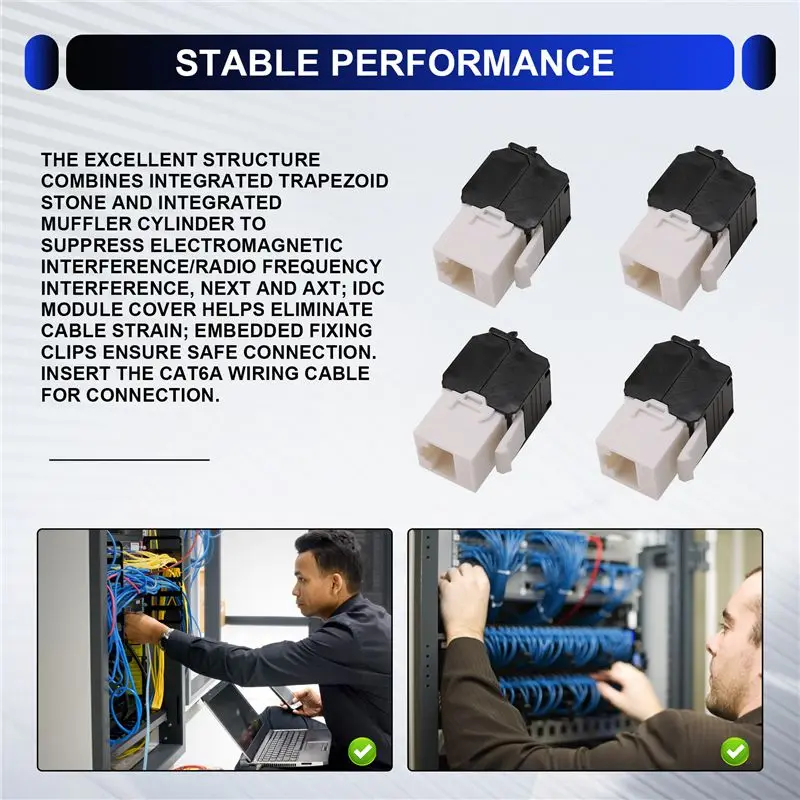 A7THK-10-Pack Cat6a RJ45 Keystone Jack - Cat6 Compatible -180 Degree Toolless -Ethernet Wall Jack -Cat6a Network Coupler