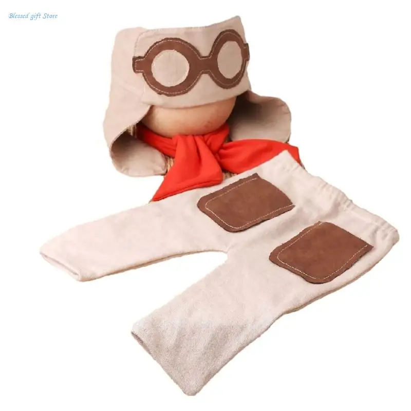 

0-1M Baby Photo Clothes Overalls Jumpsuit Eye Glasses Hat Newborn Photography Costume Set Infant Photoshoots Outfit 2pcs