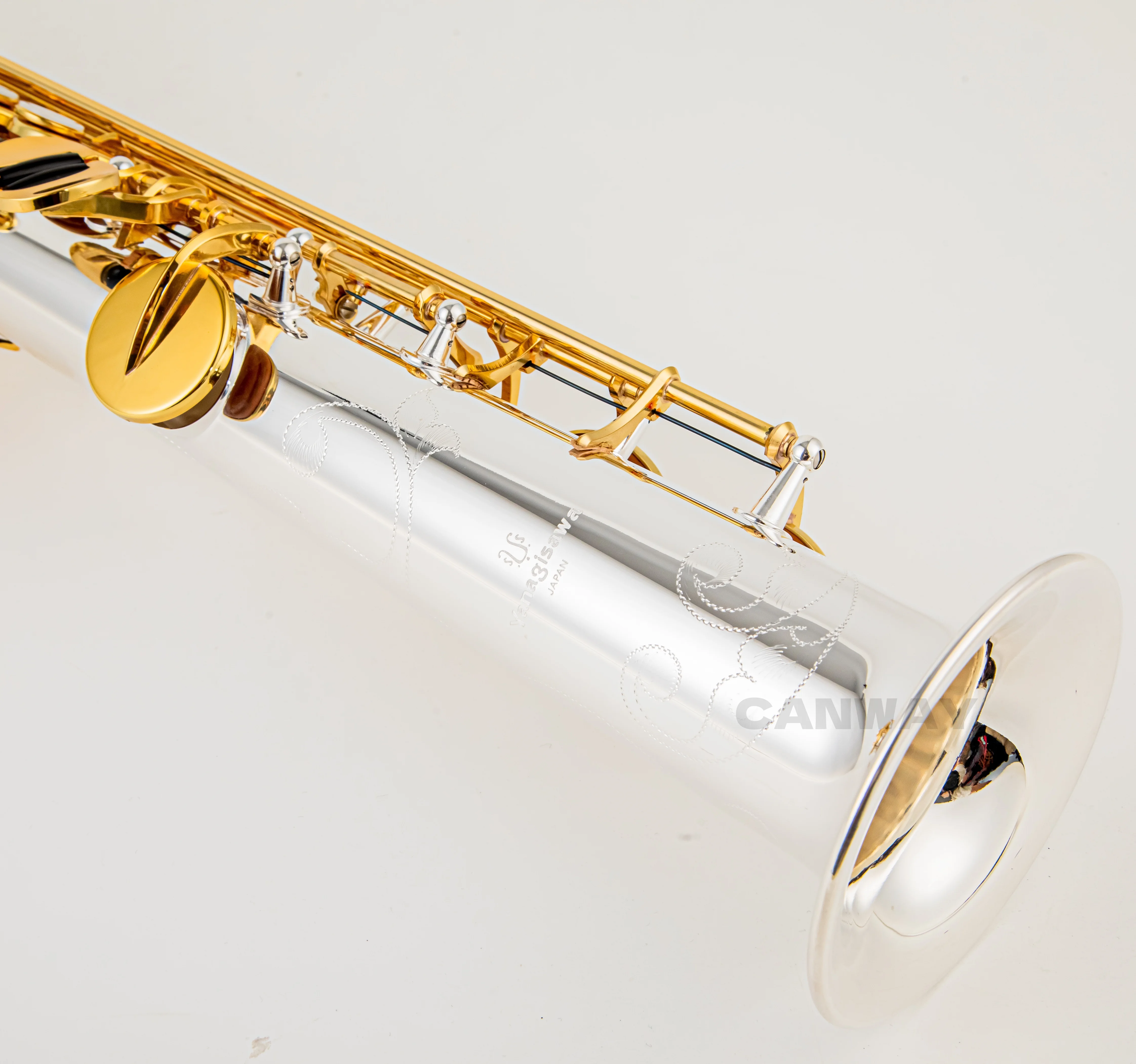 Japanese WO37 Soprano Saxophone One On One Tone Bb Professional Saxophone White Copper Gold Plated SAX Instrument