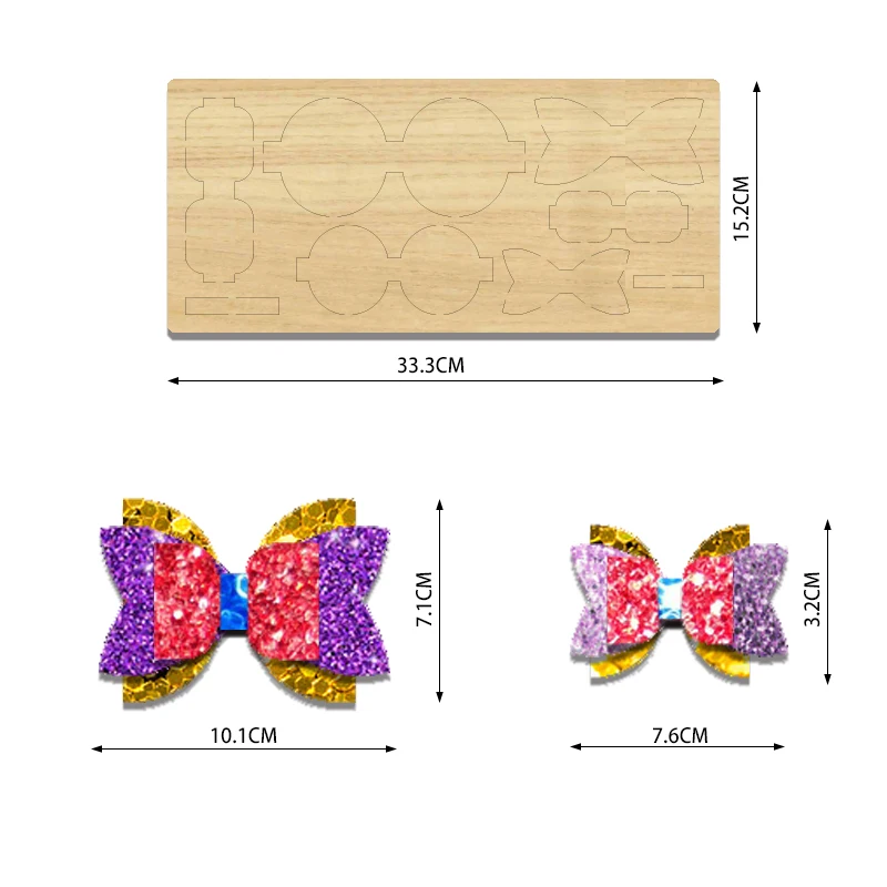 

SIZZIXDIES 1 шт., 4-дюймовая и 3-дюймовая 3-слойная заколка для волос с бантиком, деревянные режущие штампы, подходящие для большинства машин