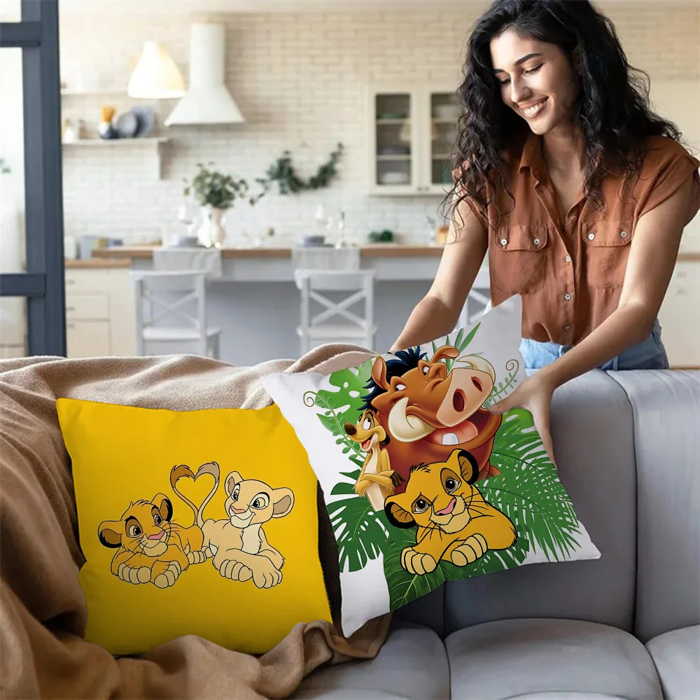 Disney Cartoon The Lion King Pillow Covers Cartoon Sofa Decorative Home Double-sided Printing Short Plush Cute Cushion Cover