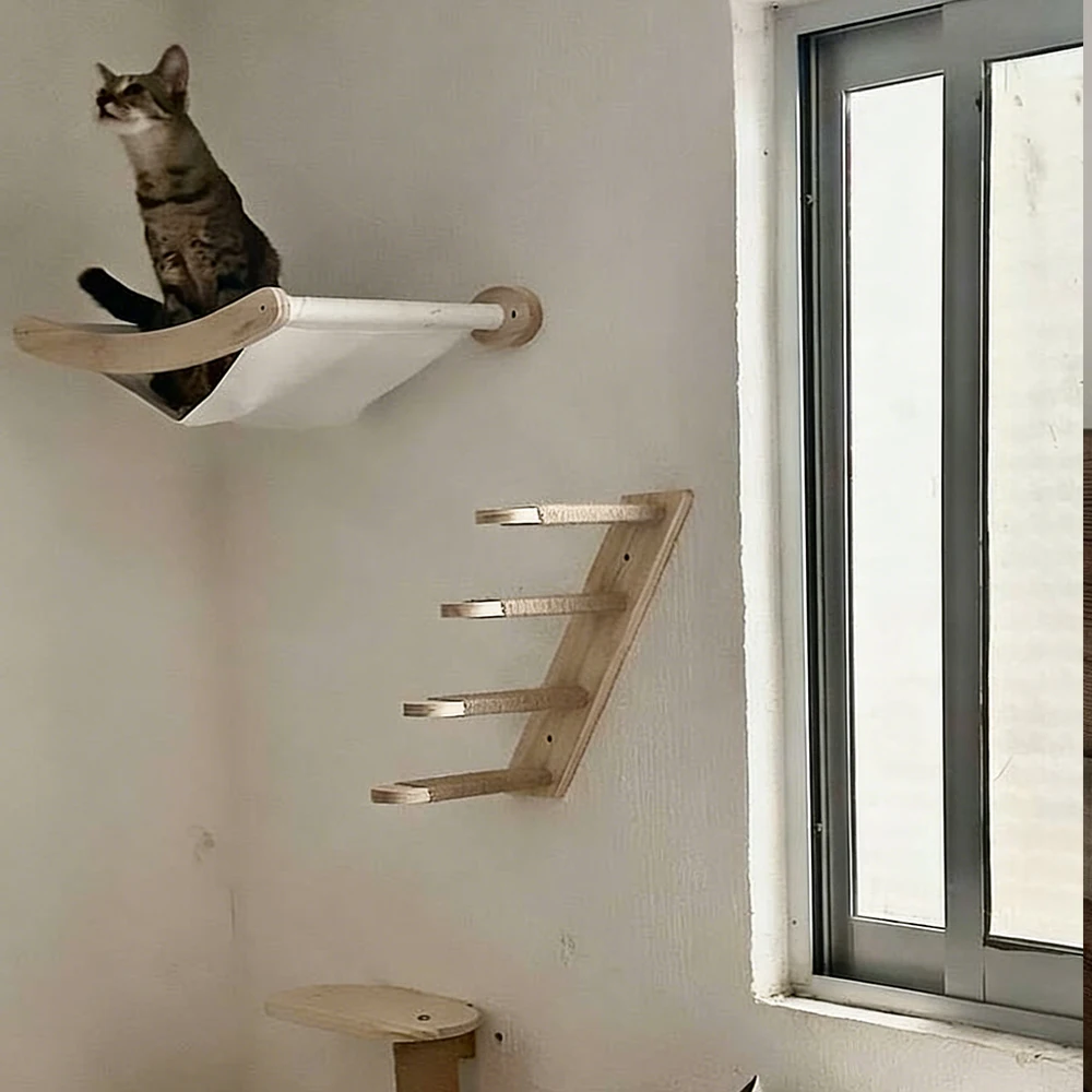 Wandmontiertes Katzenregal, schwebende Liegefläche, modernes Katzen-Wandmöbel, robustes, platzsparendes Katzenbett für Hauskatzen und Kätzchen zum Spielen und Ausruhen – Detail 22