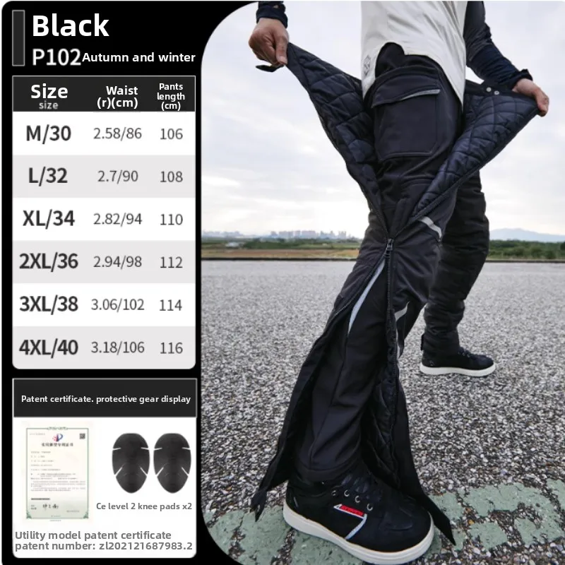 SCOYCO Pantaloni invernali da moto Take Off rapido Pantaloni anticaduta CE da motocross caldi antivento impermeabili