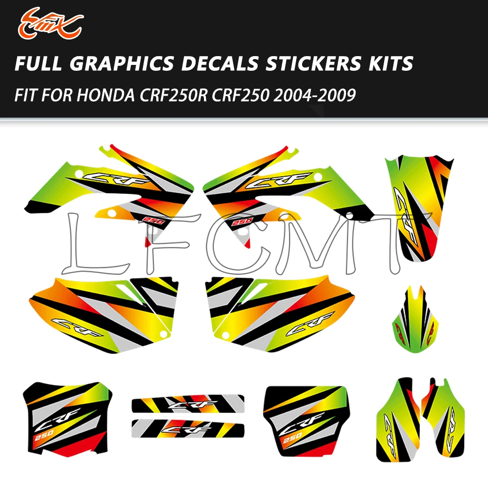 

Fit for CRF250 CRF250R CRF 250 R 2004-2009 2008 2007 2006 2005 2004 Motorcycle Fairing Graphics Background Decals Stickers Kit