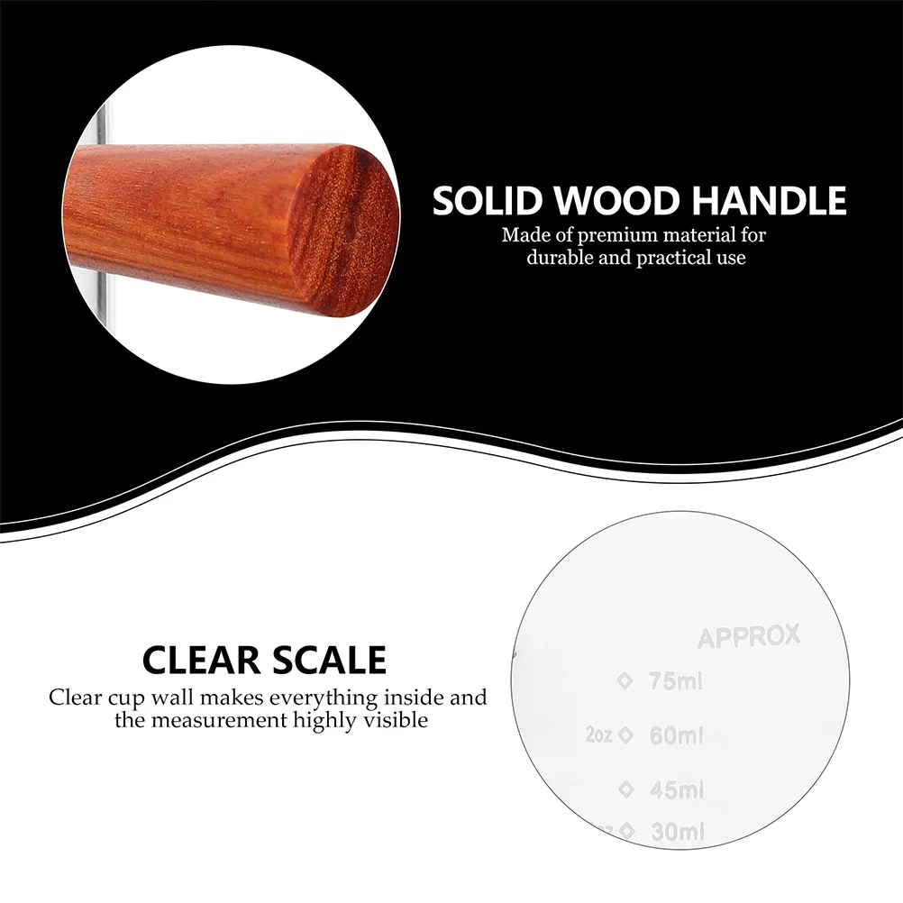 

2 шт., кувшин для молока с деревянной ручкой, стеклянная чашка, 75 мл, дизайн с двойным носиком, термостойкое толстое стекло премиум-класса для кофе эспрессо