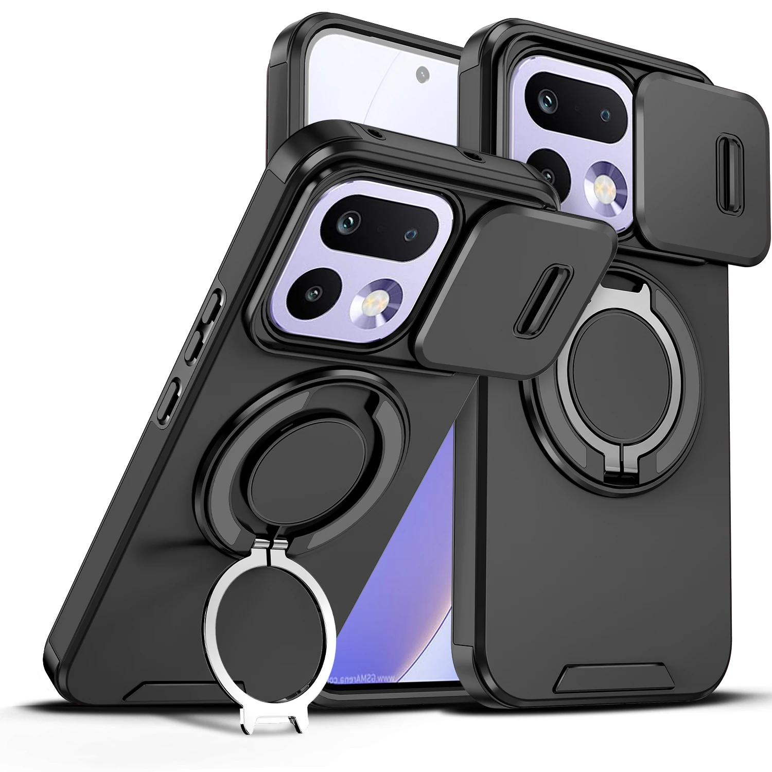 Armor Magnetic Bracket Holder Phone Case For OPPO Realme 16 Pro+Plus 16 Pro 5G Sliding Window Camera Protection Shockproof Cover