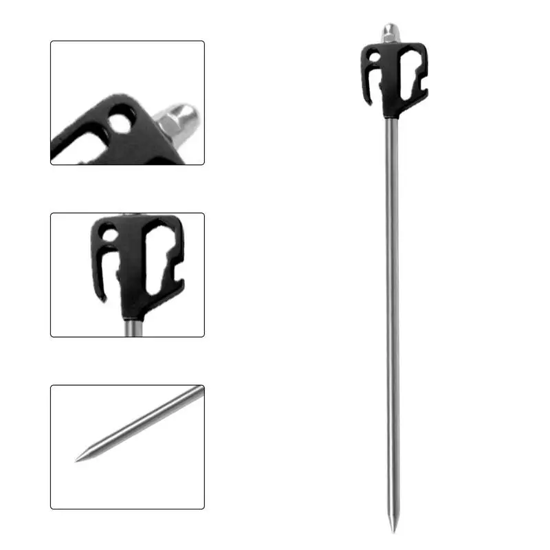 Steel Tent Stakes Powerful Grip Tent Canopy Spikes 40cm/30cm Tent Nails With A Detailed Hook Design Outdoor Camping Accessories