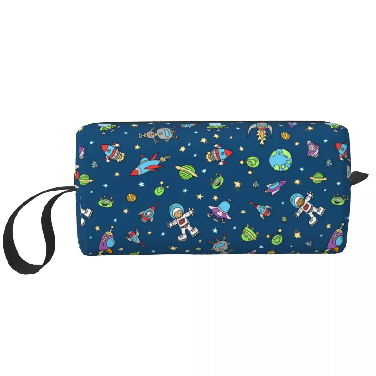 Outer Space Doodle Cosmetic Bag Women Kawaii Big Capacity Universe Astronaut Spaceship Makeup Case Beauty Storage Toiletry Bags