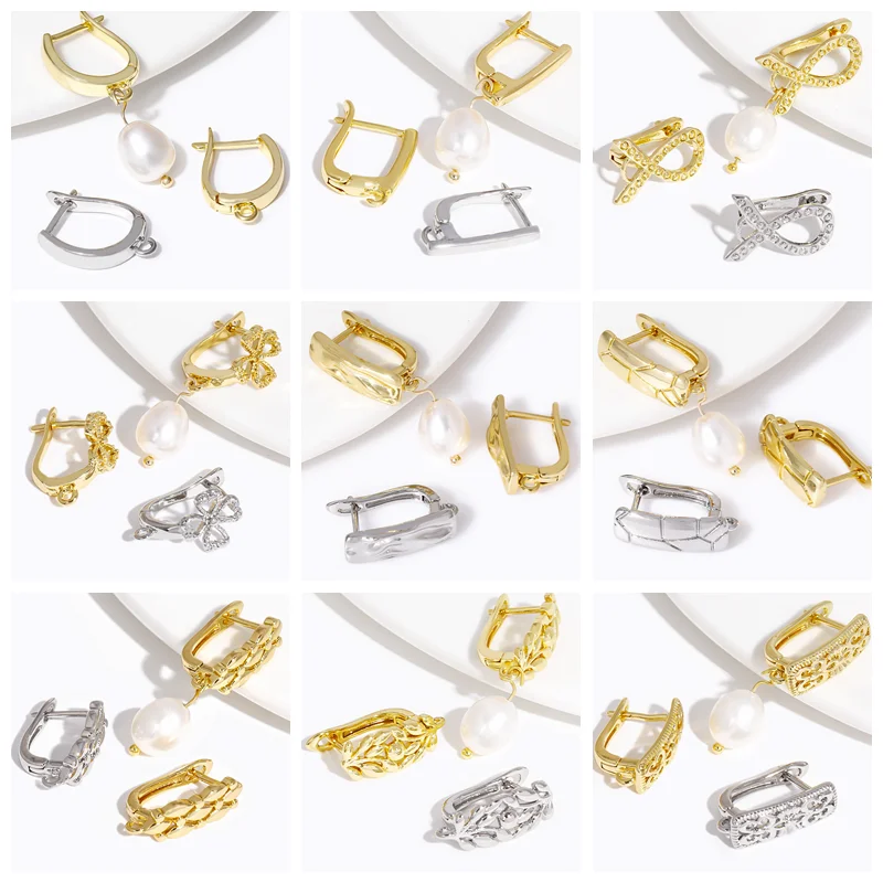 18K vergoldete Messing-Ohrringbefestigungen, mit Zirkon-Ohrringverschlüssen, Zubehör, Befestigungselemente für Ohrringe, für DIY-Ohrring-Zubehör – Detail 2