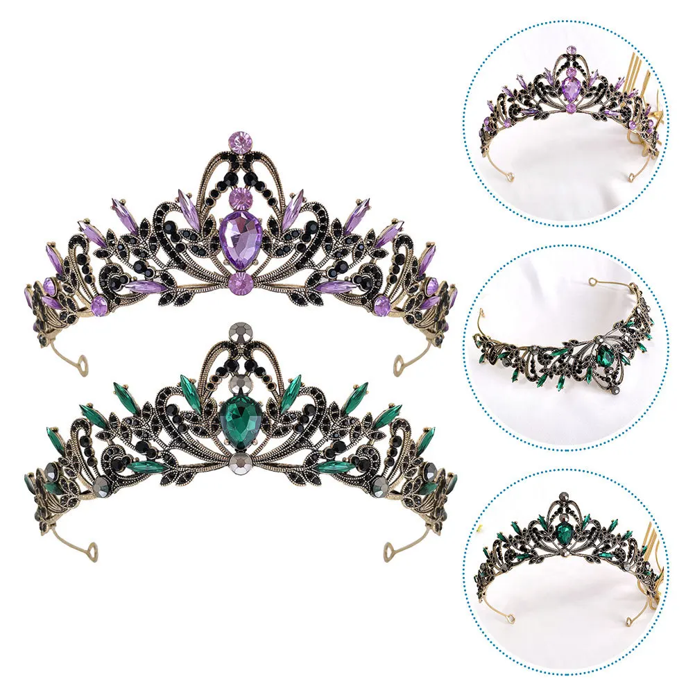 

2Pcs Rhinestone Inlaid Leaf Crown Bridal Tiara Elegant Wedding Headpiece for Women Party Prom Decoration Tiaras and Crowns