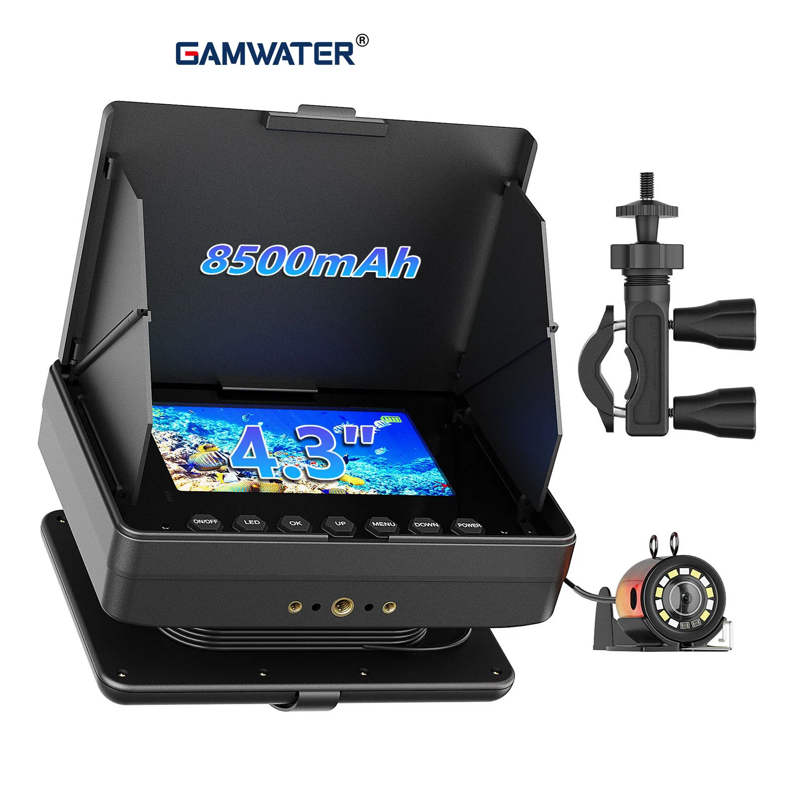 กล้องตกปลาใต้น้ำขนาด 4.3 นิ้ว พร้อมสายเคเบิลยาว 15 เมตร ความละเอียด 1200TVL  มีไฟ LED สีขาว 6 ดวง และไฟอินฟราเรด 6 ดวง