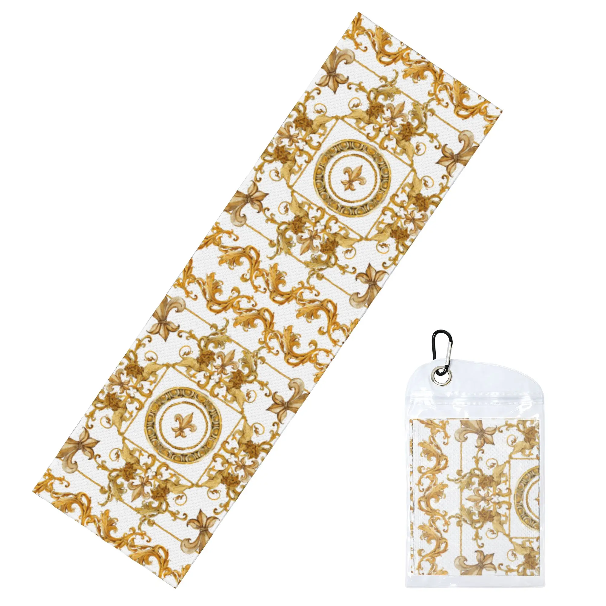 Golden Lion And Damask Ornament Towel Quick Dry Baroque Super Soft  Fitness and Outdoor Activities Towels