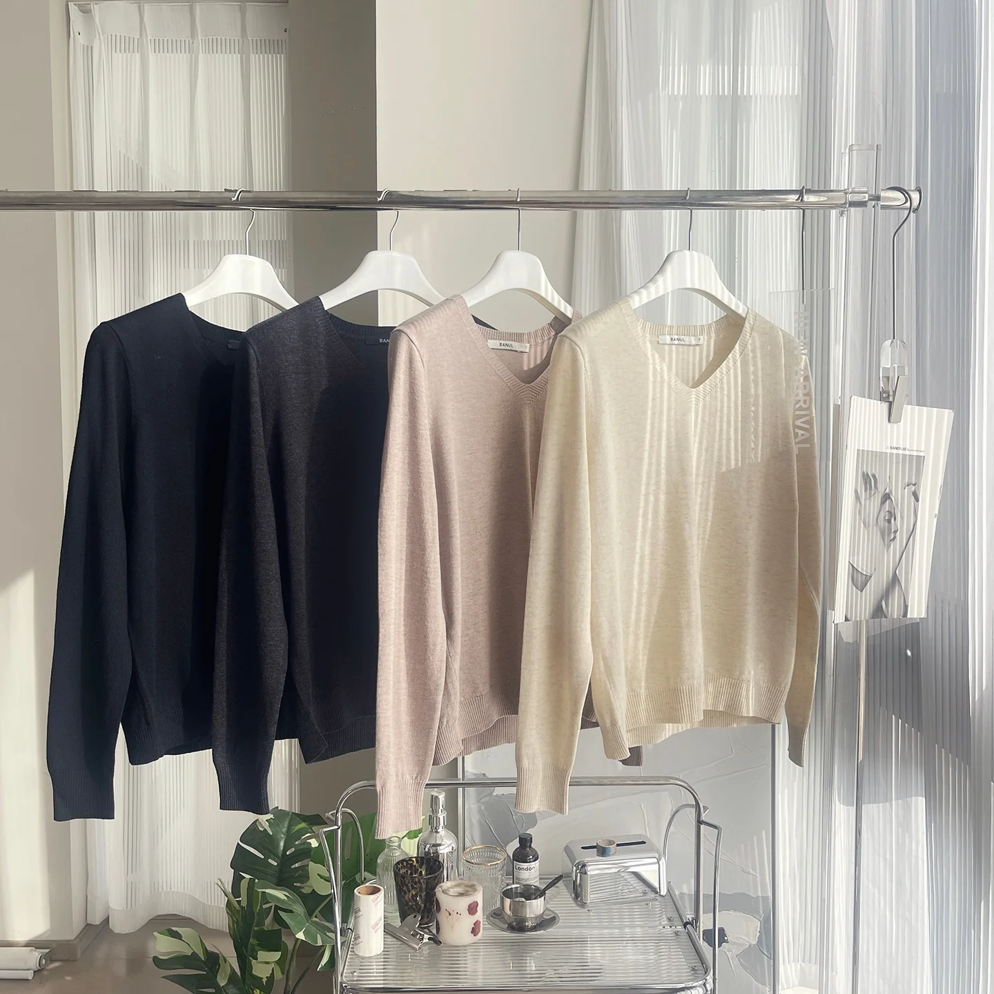 

Korean Sle Pure Color Knitted Sweater V-Ne Elastic Casual Slimming Woolen Top Versatile Commute Faion Simple Elegance