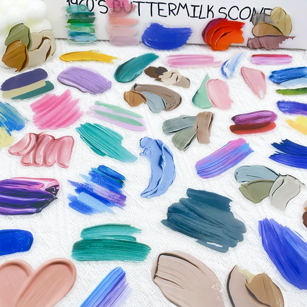 50 stuks kleurenpalet PET-stickers stickers voor laptop koffer skateboard gitaar DIY esthetische transparante stickers creatieve geschenken