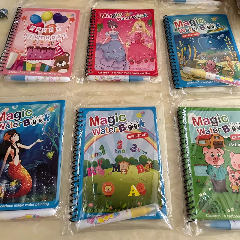 Kreatives Wasser-Zeichenbuch für Kinder, wiederverwendbares Design, Malinteresse, tragbares Reisespielzeug, Urlaub, Weihnachtsgeschenk