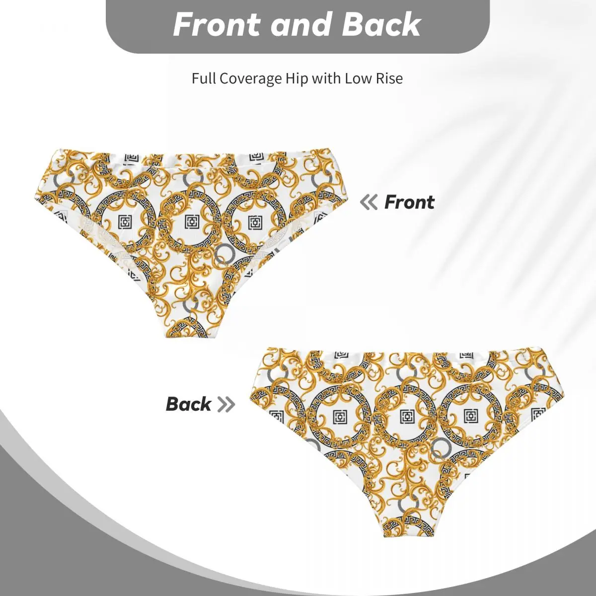 Men's Triangle Briefs Golden Baroque Panties Waist Breathable Shorts Mens Underwear