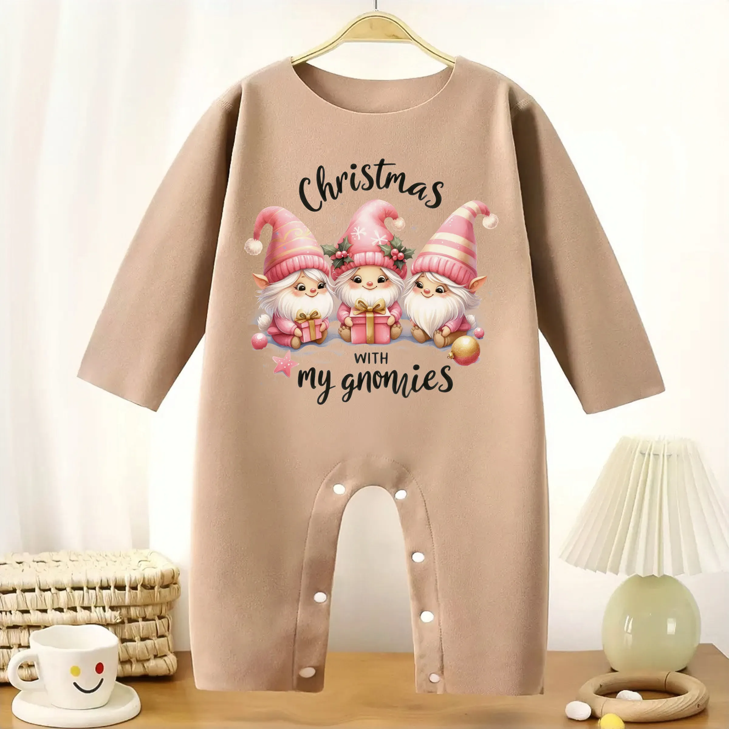 

Merry Christmas Santa MINISO Long Sleeves Baby Cute Bodysuit Keep Warm Onesie for Height 60-90CM Baby Cloth Comfortable Jumpsuit