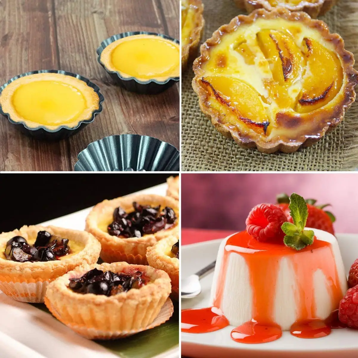 4/6/12Pcs Non-stick Tart Molds Reusable Mini Quiche Pan Egg Tart Cup Cupcake Pastry Cake Pudding Mould Carbon Steel Baking Tools