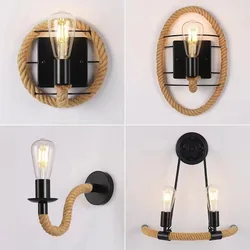 Wall Decor Lamp for Bedroom American Twine Retro Industrial Style Creative Village Restaurant Bar Aisle Wall Light