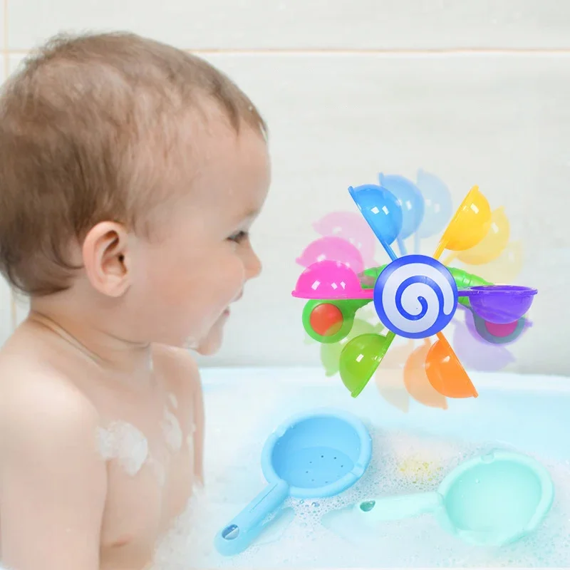 Baby Badespielzeug Buntes Wasserrad Badesauger Badewanne Wasserspray Spielset Dusche Sprinkler Spielzeug für Kinder Kleinkind Kinder