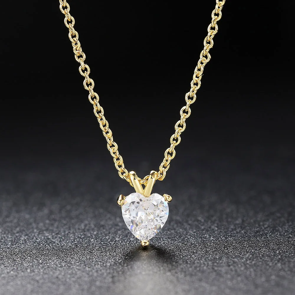 Wedding Heart Crystal Pendant Necklace For Women Zirconia Gold Color Choker Necklaces Mariage Jewelry Dropship Suppliers N476