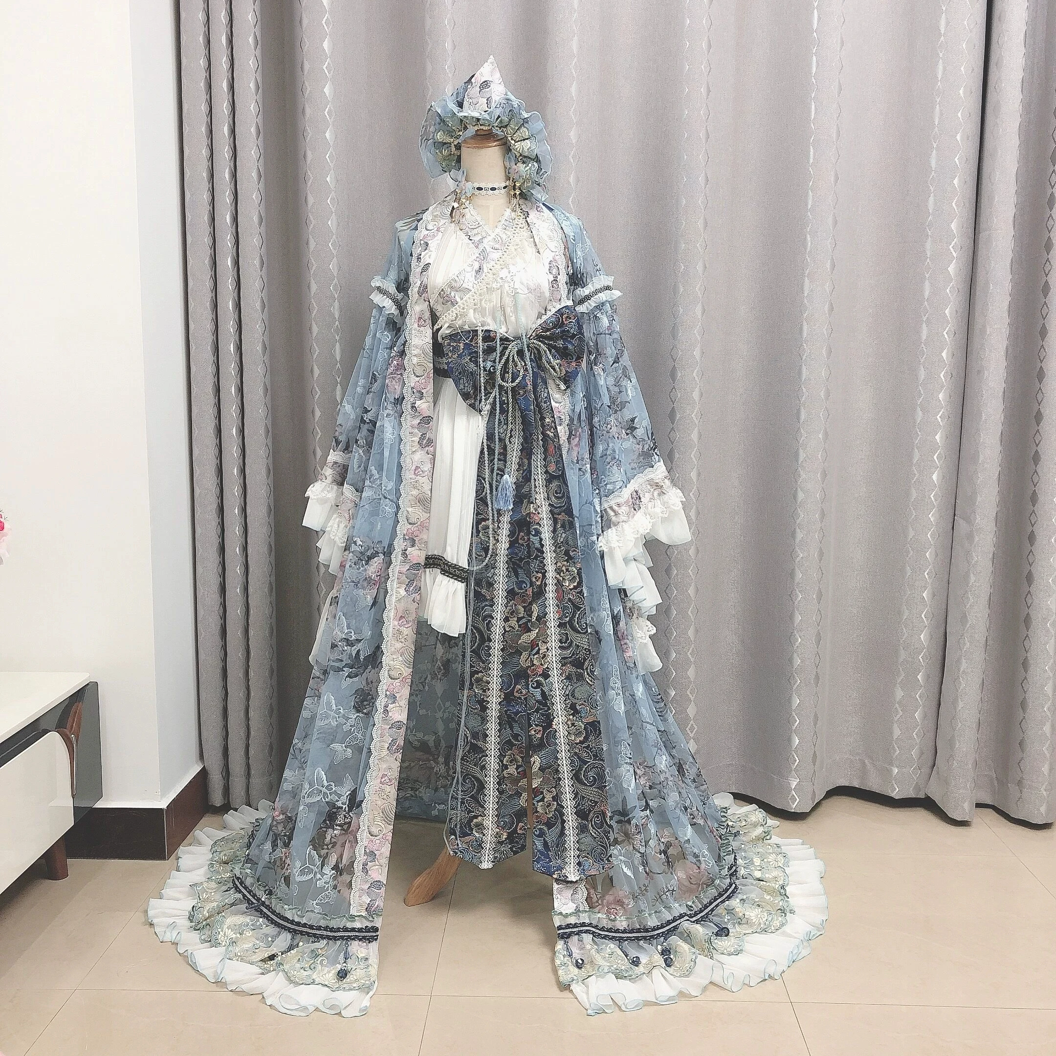 

COS-KiKi Touhou Project Saigyouji Yuyuko элегантное платье униформа косплей костюм Хэллоуин карнавальная вечеринка наряд для ролевых игр женский